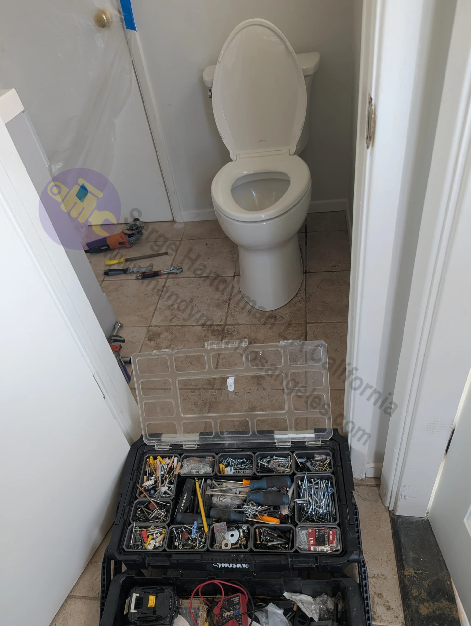 Professional toilet installation completed by handyman in Los Angeles, California